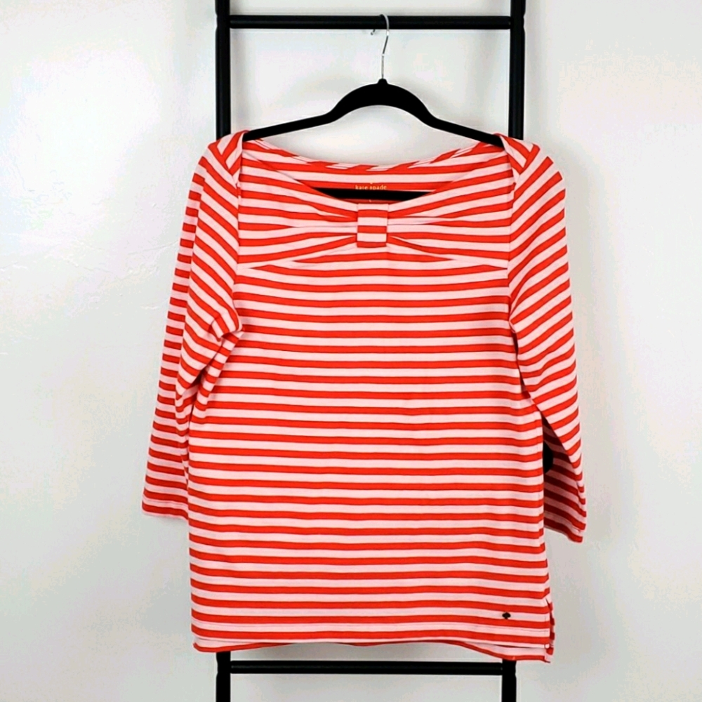 Kate Spade strips long sleeve top blouse size L